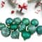 12ct. 3" Glitter & Matte Green Finial & Glass Ball Christmas Ornaments